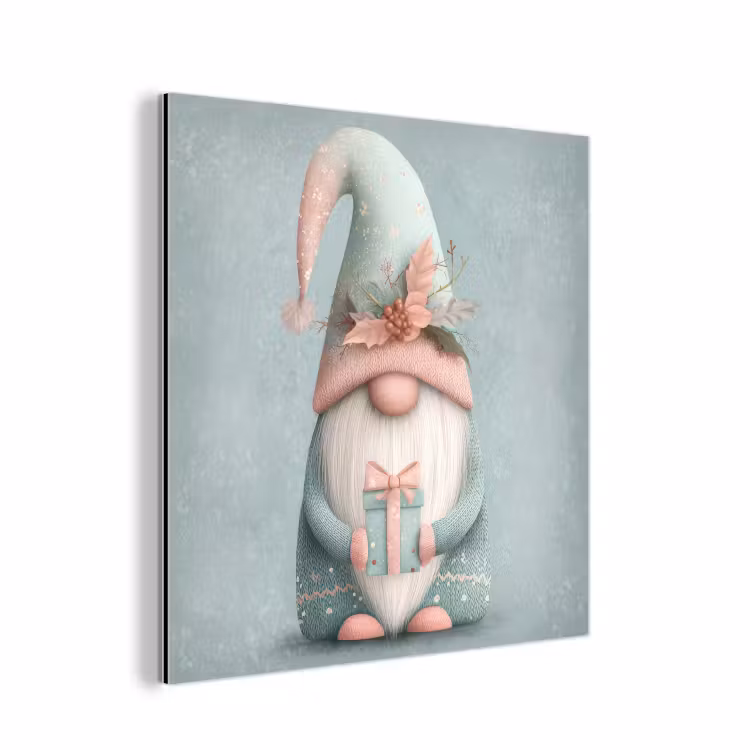 Kerstgnome - Cadeau - Groen aluminium wit klein -3d