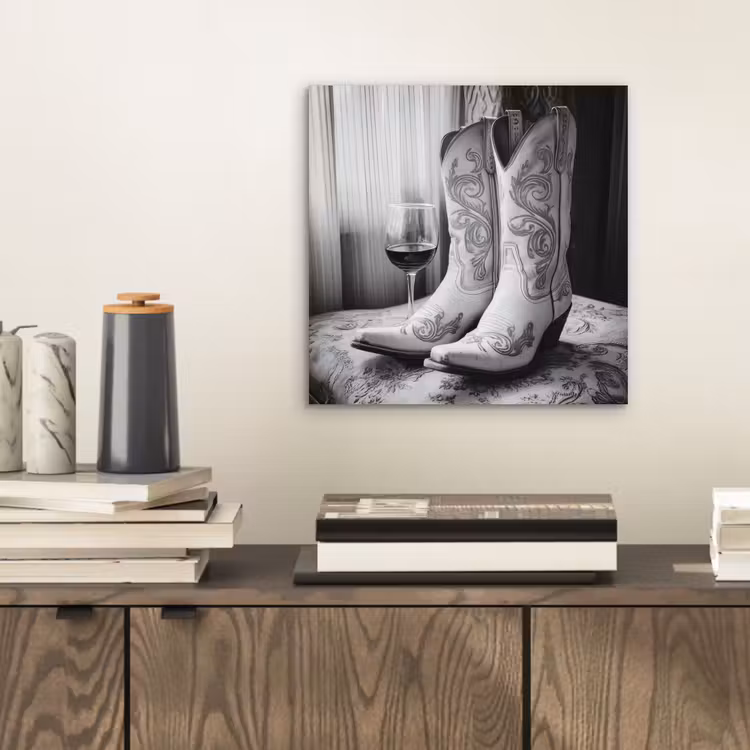Wijn - Cowboylaarzen - Raamlicht - Wit aluminium wit klein -sfeer1