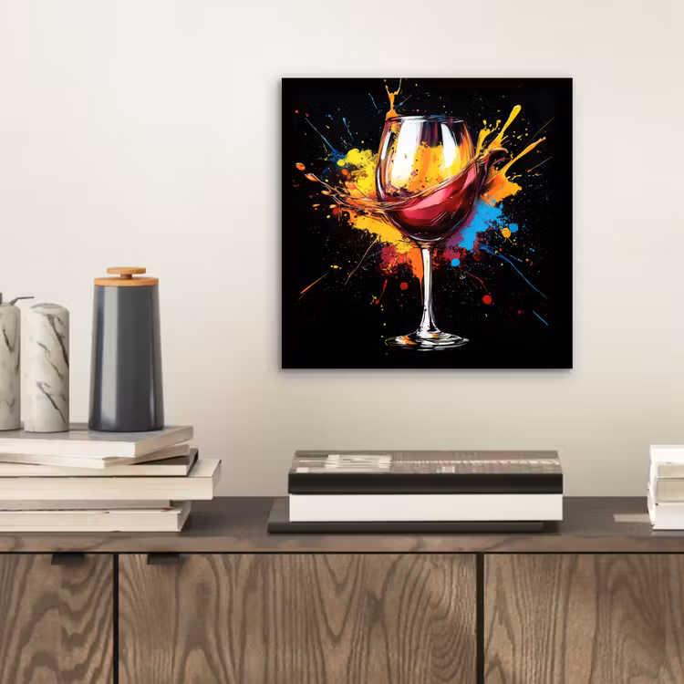 Wijn - Glas - Graffiti - Borrel - Rood - Verf aluminium wit klein -sfeer1