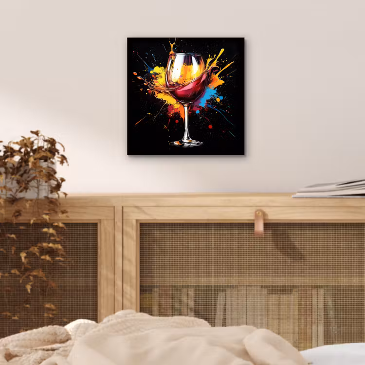 Wijn - Glas - Graffiti - Borrel - Rood - Verf aluminium wit klein -sfeer3