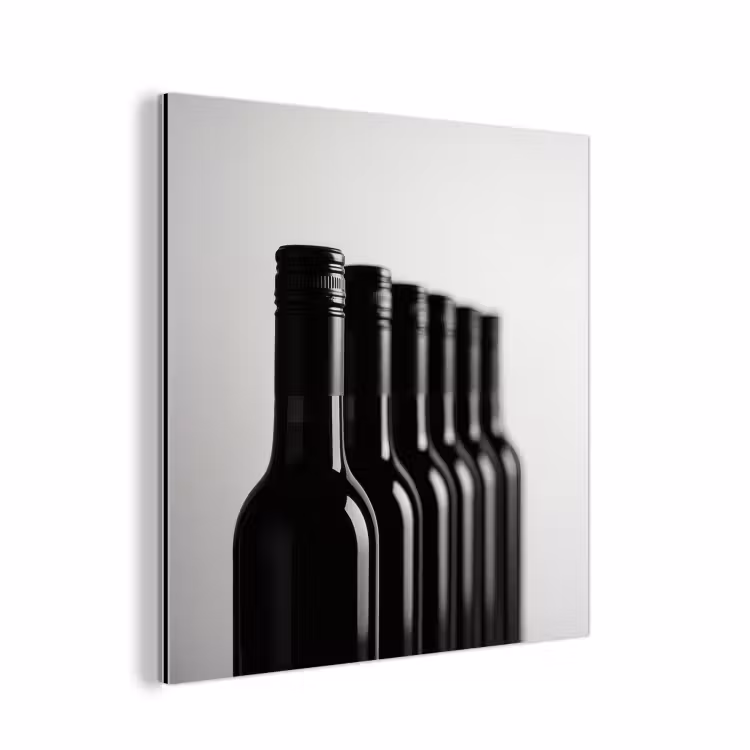 Wijnflessen - Zwart - Minimalistisch aluminium wit klein -3d