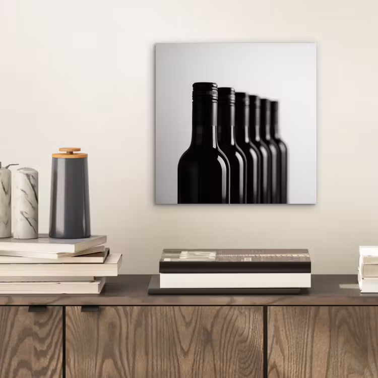 Wijnflessen - Zwart - Minimalistisch aluminium wit klein -sfeer1
