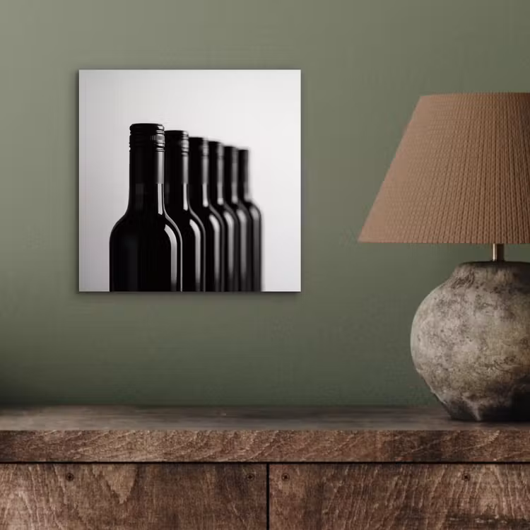 Wijnflessen - Zwart - Minimalistisch aluminium wit klein -sfeer2