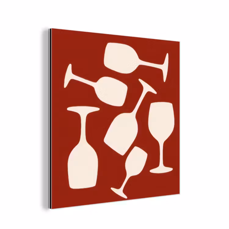 Wijnglazen - Silhouetten - Wit aluminium wit klein -3d