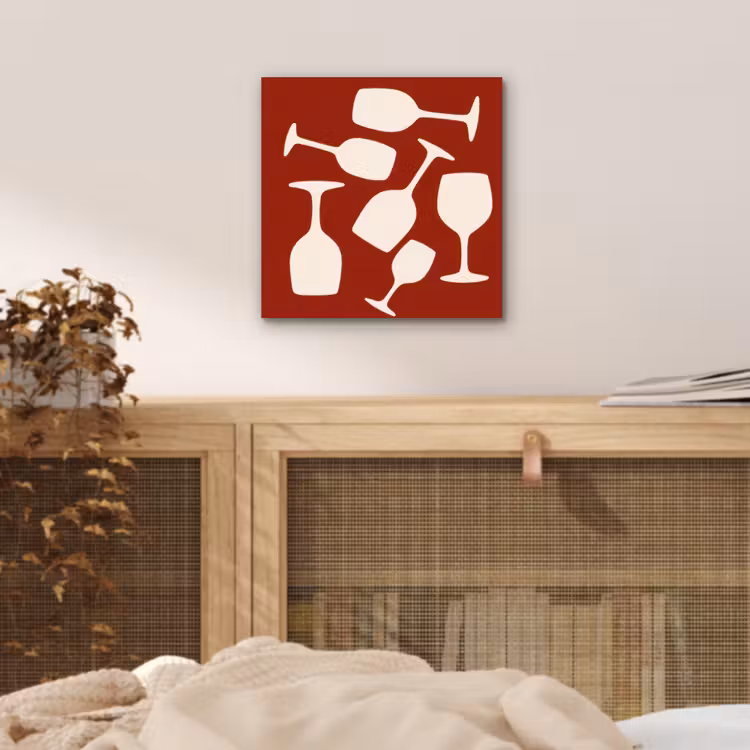 Wijnglazen - Silhouetten - Wit aluminium wit klein -sfeer3