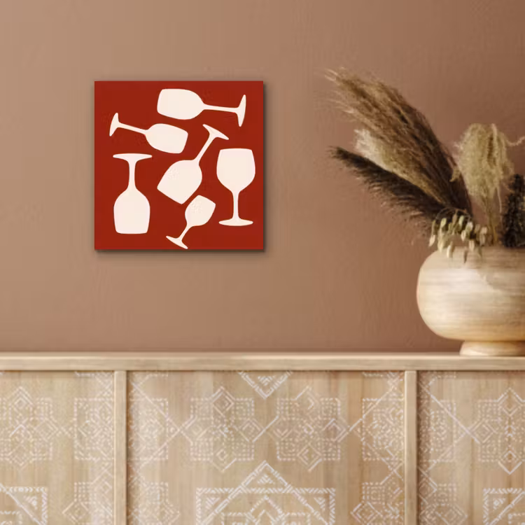 Wijnglazen - Silhouetten - Wit aluminium wit klein -sfeer4