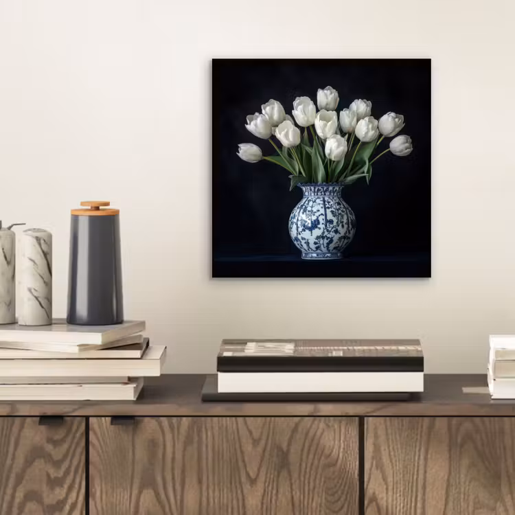 Wit - Bloemen - Tulpen - Vaas aluminium wit klein -sfeer1