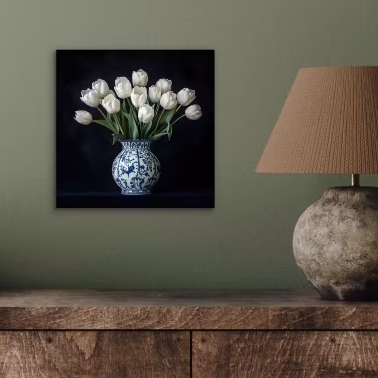 Wit - Bloemen - Tulpen - Vaas aluminium wit klein -sfeer2