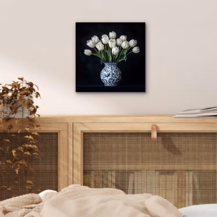 Wit - Bloemen - Tulpen - Vaas aluminium wit klein -sfeer3
