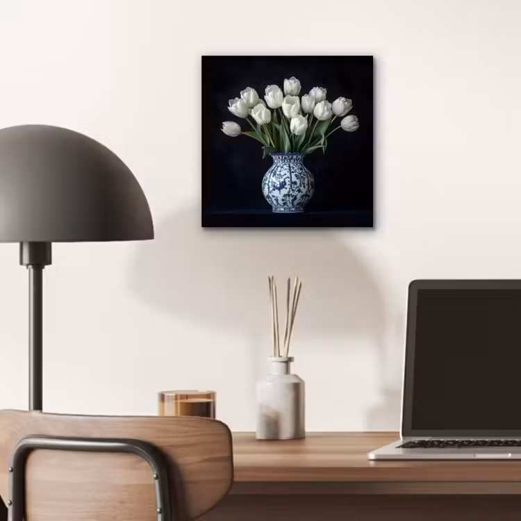Wit - Bloemen - Tulpen - Vaas aluminium wit klein -sfeer5