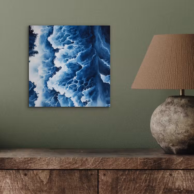 Golven - Blauw - Schuim aluminium wit klein -sfeer2
