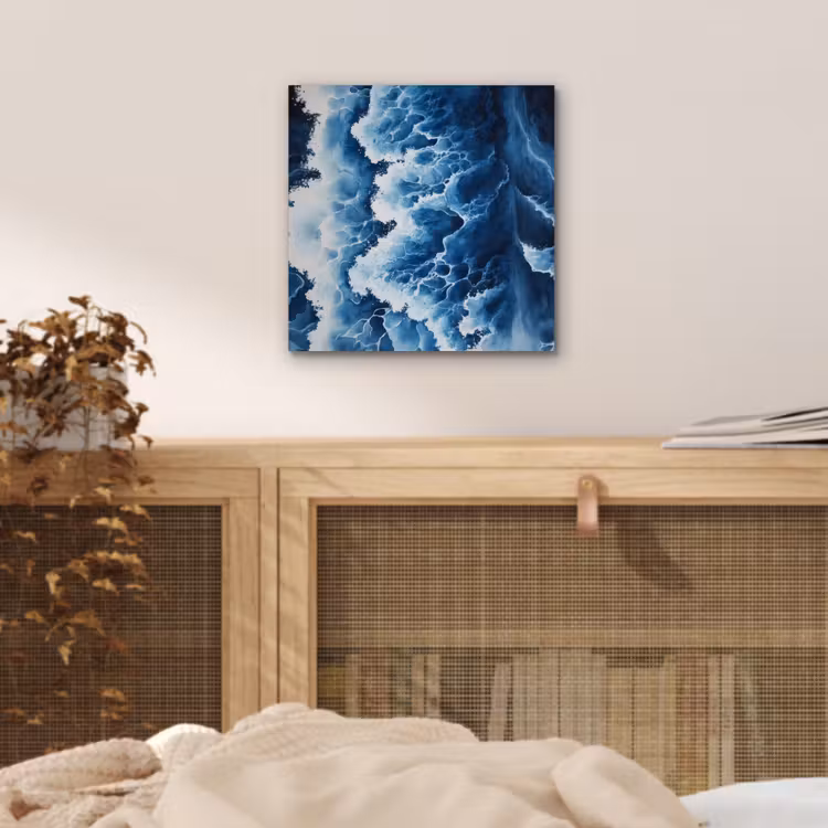 Golven - Blauw - Schuim aluminium wit klein -sfeer3