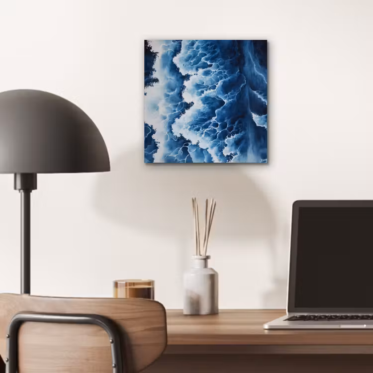 Golven - Blauw - Schuim aluminium wit klein -sfeer5