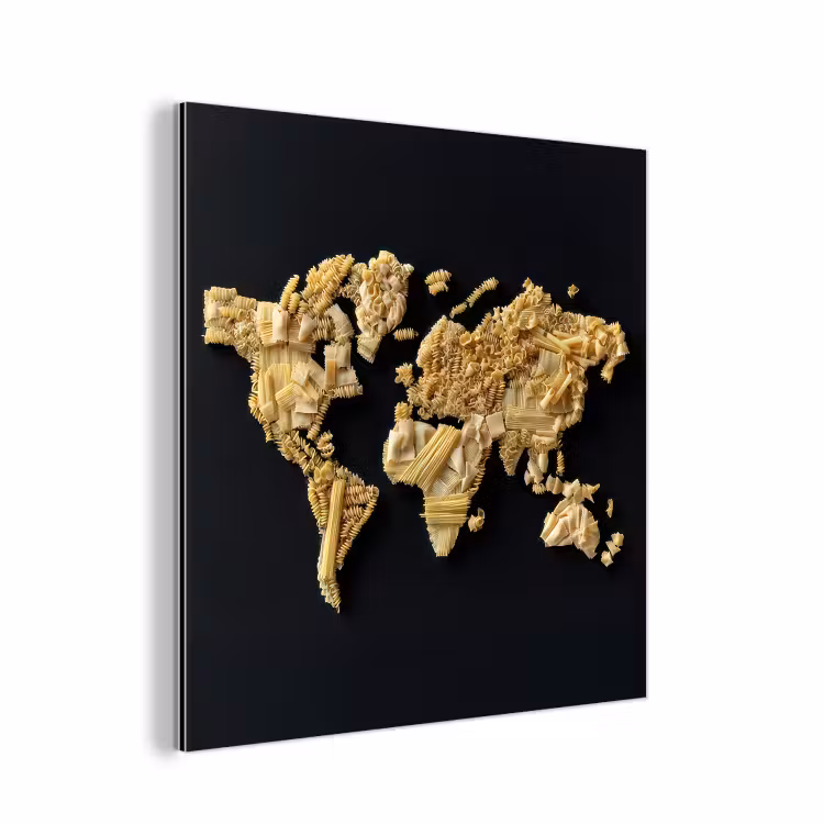 Wereldkaart - Specerijen - Kleurrijk aluminium wit klein -3d