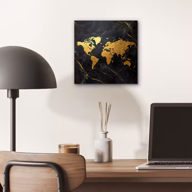 Wereldkaart - Goud - Marmer aluminium wit klein -sfeer5