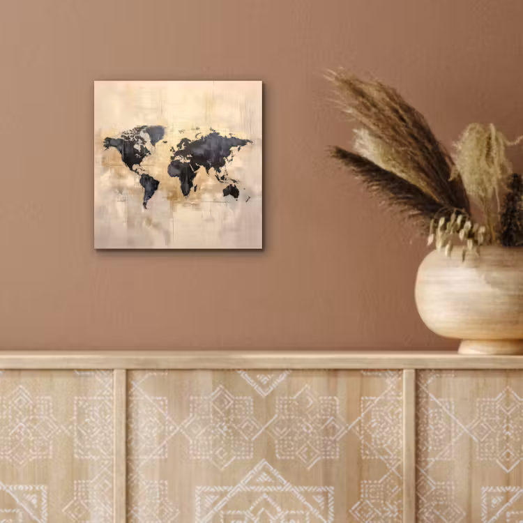 Wereldkaart - Goud - Zwart - Abstract aluminium wit klein -sfeer4