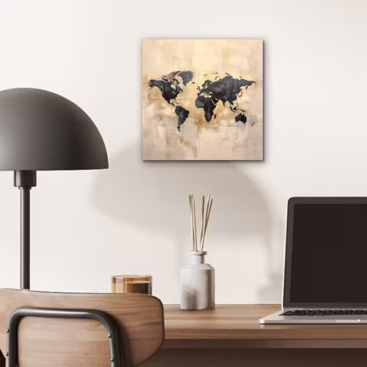 Wereldkaart - Goud - Zwart - Abstract aluminium wit klein -sfeer5