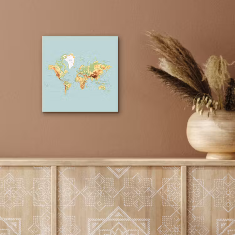 Wereldkaart - Realistisch - Blauw aluminium wit klein -sfeer4