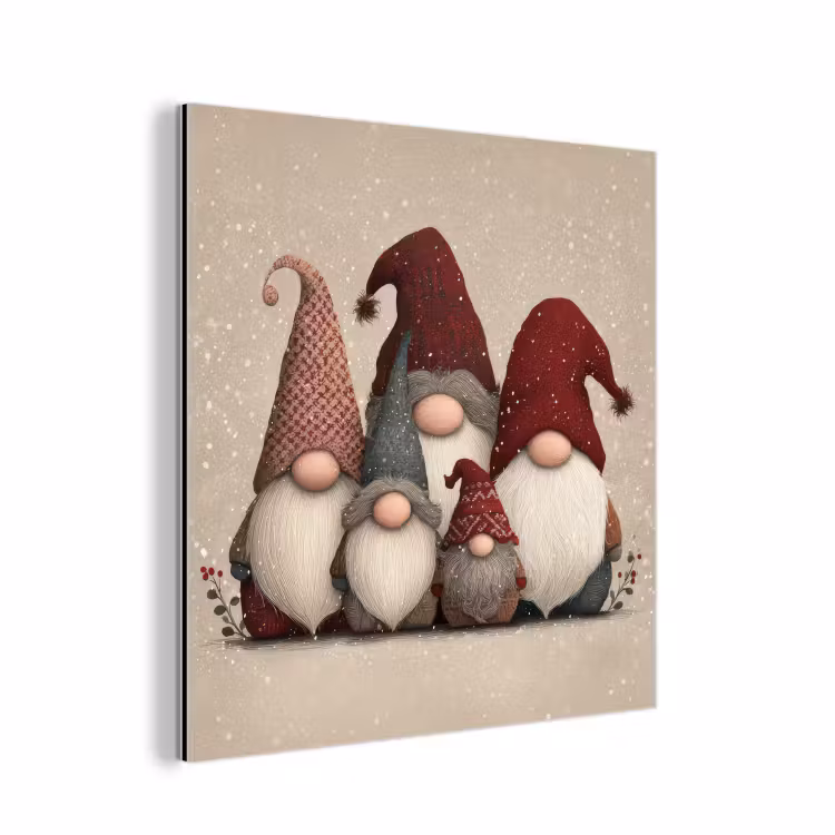 Kabouters - Kerst - Sneeuw - Puntmutsen aluminium wit klein -3d
