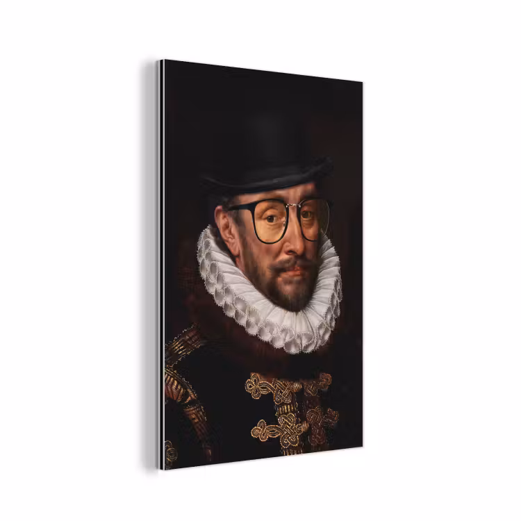 Willem van Oranje - Adriaen Thomasz - Bril aluminium wit klein -3d