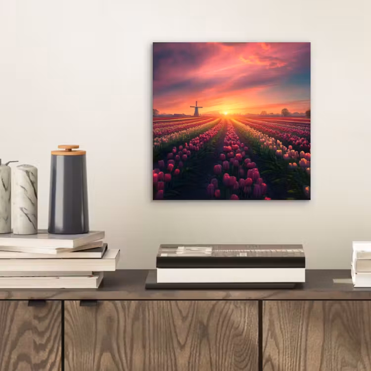 Windmolen - Zonsondergang - Landschap aluminium wit klein -sfeer1