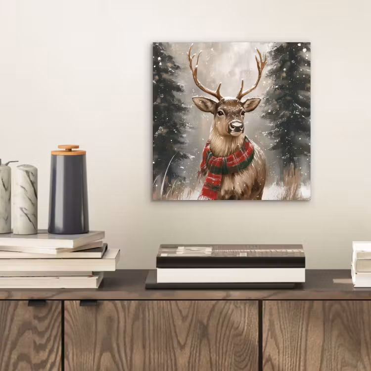 Winter - Bos - Rendier - Donker aluminium wit klein -sfeer1