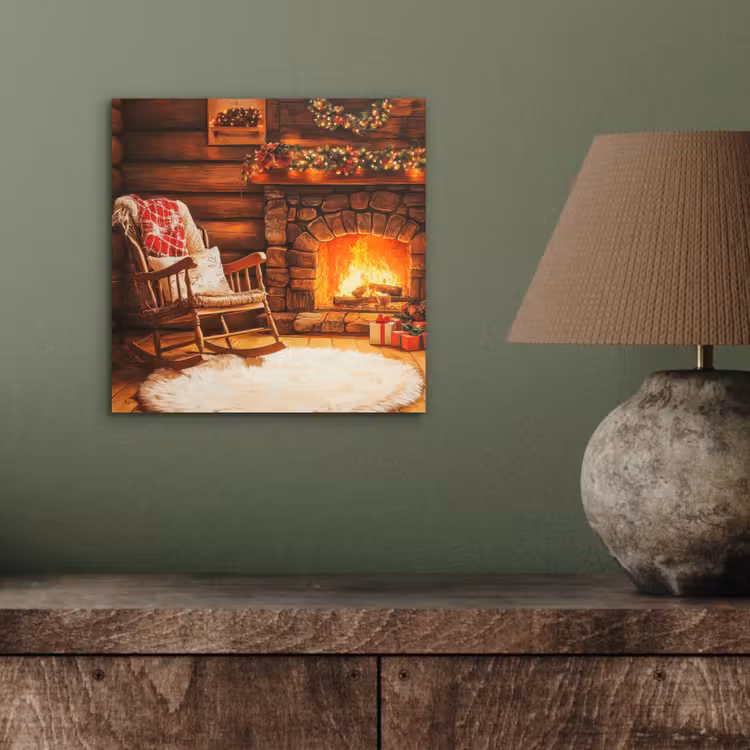 Winter - Kerst - Huis - Openhaard aluminium wit klein -sfeer2