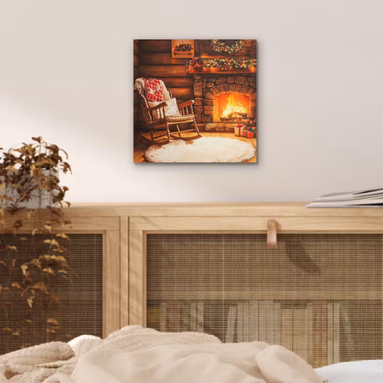 Winter - Kerst - Huis - Openhaard aluminium wit klein -sfeer3