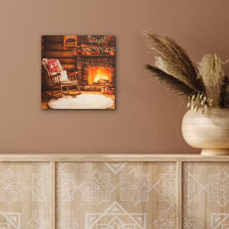 Winter - Kerst - Huis - Openhaard aluminium wit klein -sfeer4