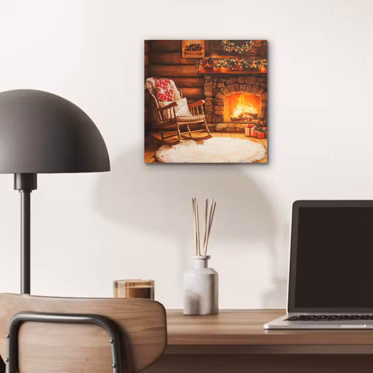 Winter - Kerst - Huis - Openhaard aluminium wit klein -sfeer5