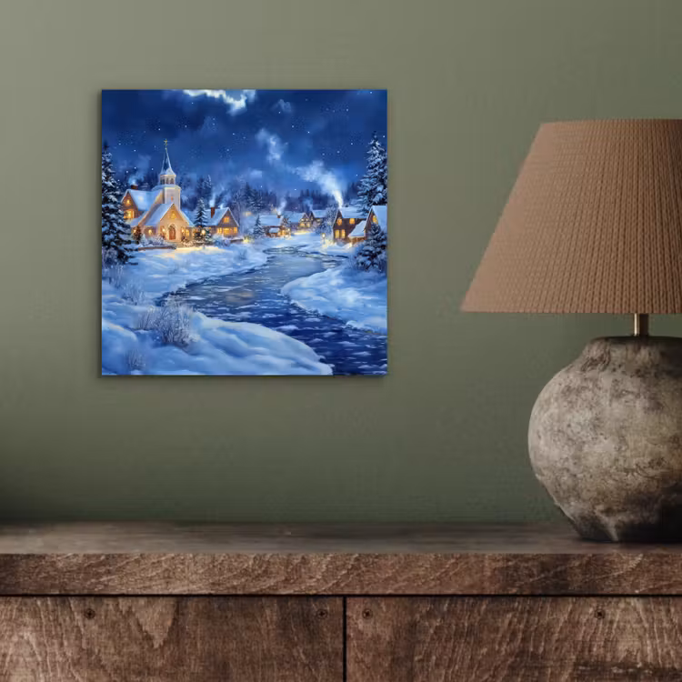 Winteravond - Kerstdorp - Donker aluminium wit klein -sfeer2