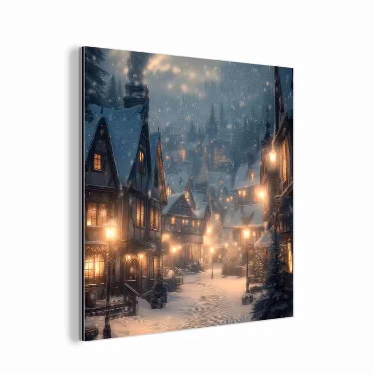Winterdorp - Sneeuw - Donker aluminium wit klein -3d