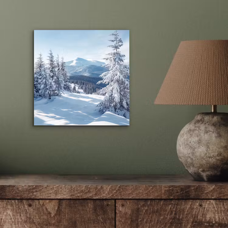 Winterlandschap - Natuur - Berg - Bomen - Sneeuw aluminium wit klein -sfeer2