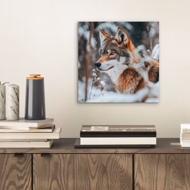 Wolf - Sneeuw - Winter - Dieren - Natuur - Sneeuw aluminium wit klein -sfeer1