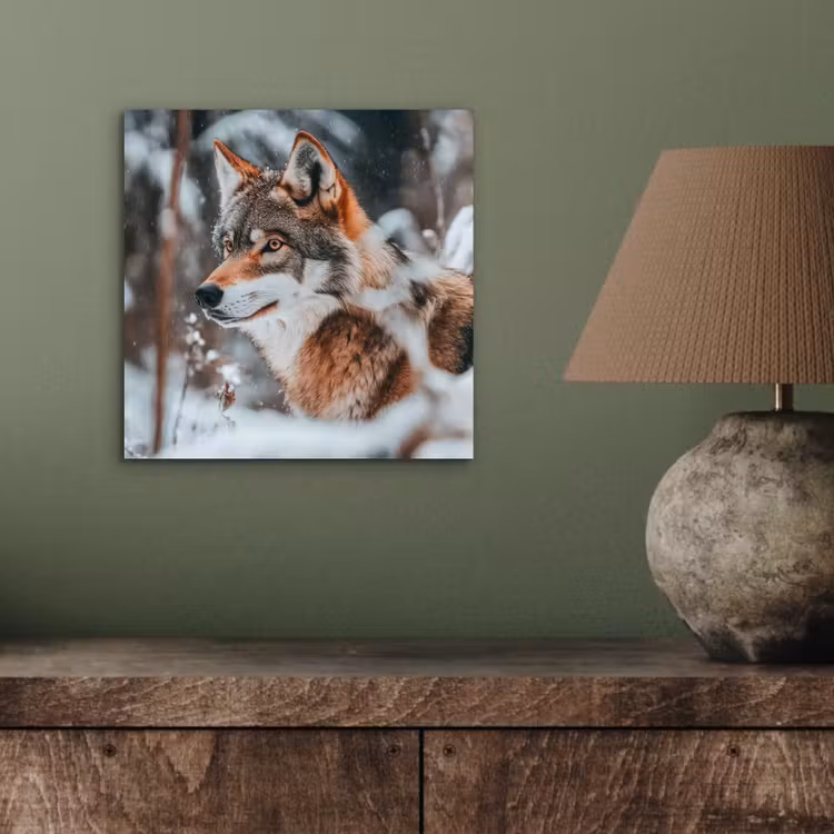 Wolf - Sneeuw - Winter - Dieren - Natuur - Sneeuw aluminium wit klein -sfeer2