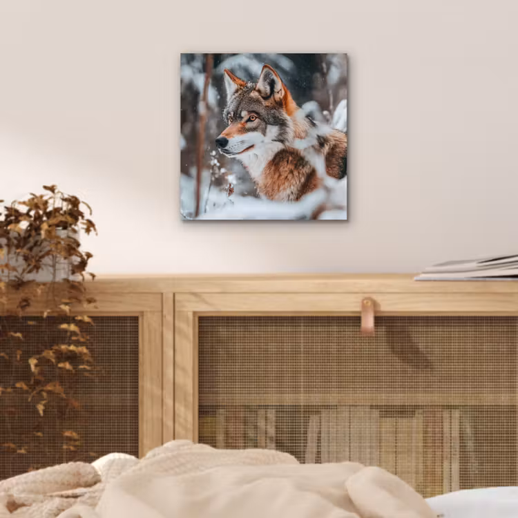 Wolf - Sneeuw - Winter - Dieren - Natuur - Sneeuw aluminium wit klein -sfeer3