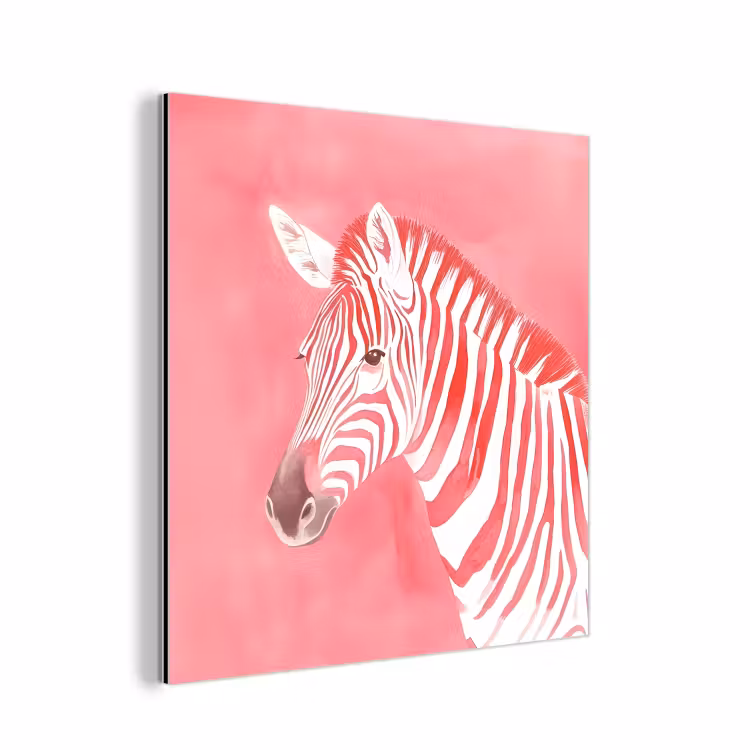 Zebra - Pink - Verf aluminium wit klein -3d