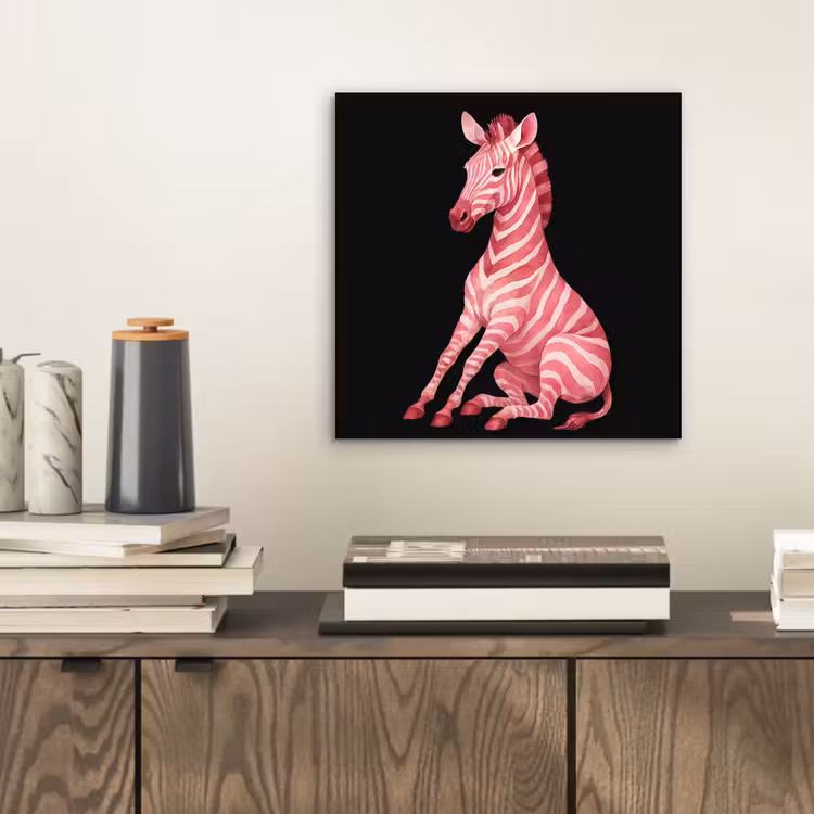 Zebra - Roze - Gestreept aluminium wit klein -sfeer1