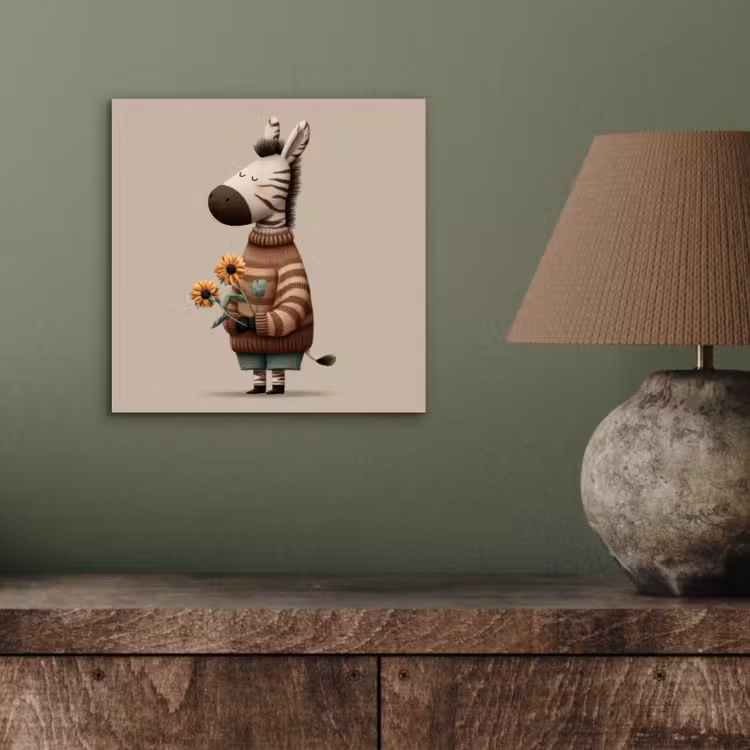 Zebra - Zonnebloemen - Warm aluminium wit klein -sfeer2
