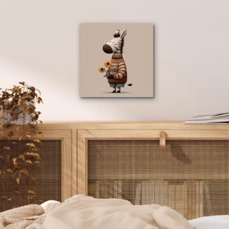 Zebra - Zonnebloemen - Warm aluminium wit klein -sfeer3