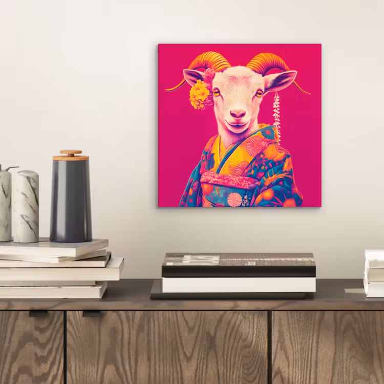 Geit - Hoorns - Kimono - Kleurrijk aluminium wit klein -sfeer1