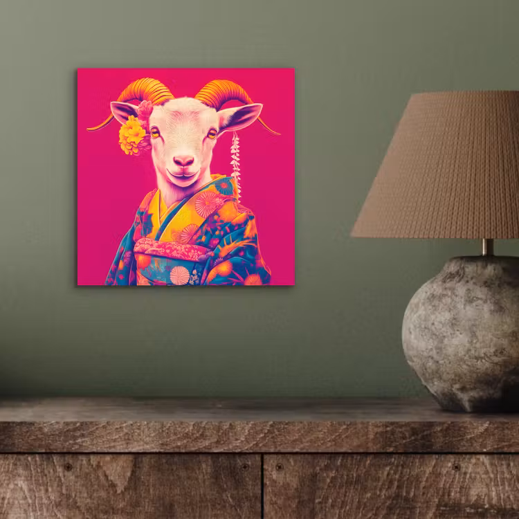 Geit - Hoorns - Kimono - Kleurrijk aluminium wit klein -sfeer2