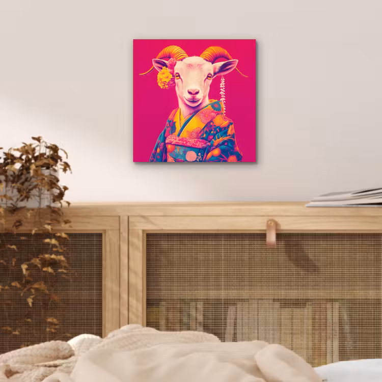 Geit - Hoorns - Kimono - Kleurrijk aluminium wit klein -sfeer3