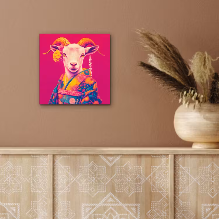 Geit - Hoorns - Kimono - Kleurrijk aluminium wit klein -sfeer4