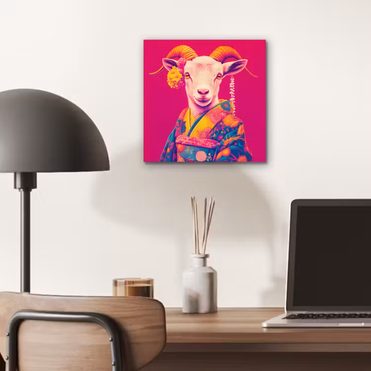Geit - Hoorns - Kimono - Kleurrijk aluminium wit klein -sfeer5