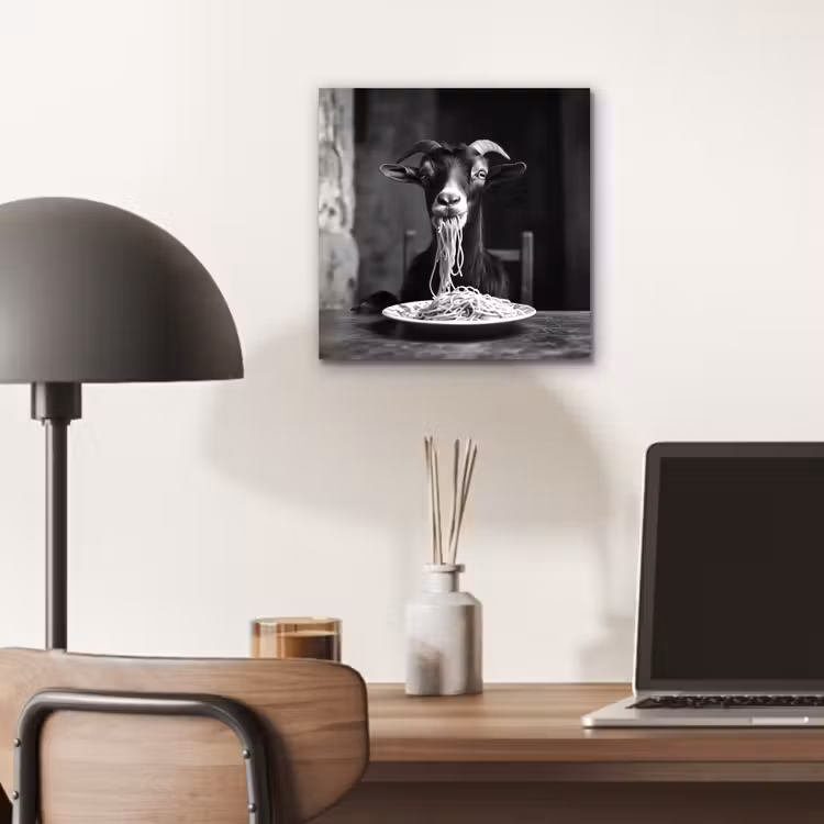 Geit - Bord - Spaghetti - Zwart Wit aluminium wit klein -sfeer5