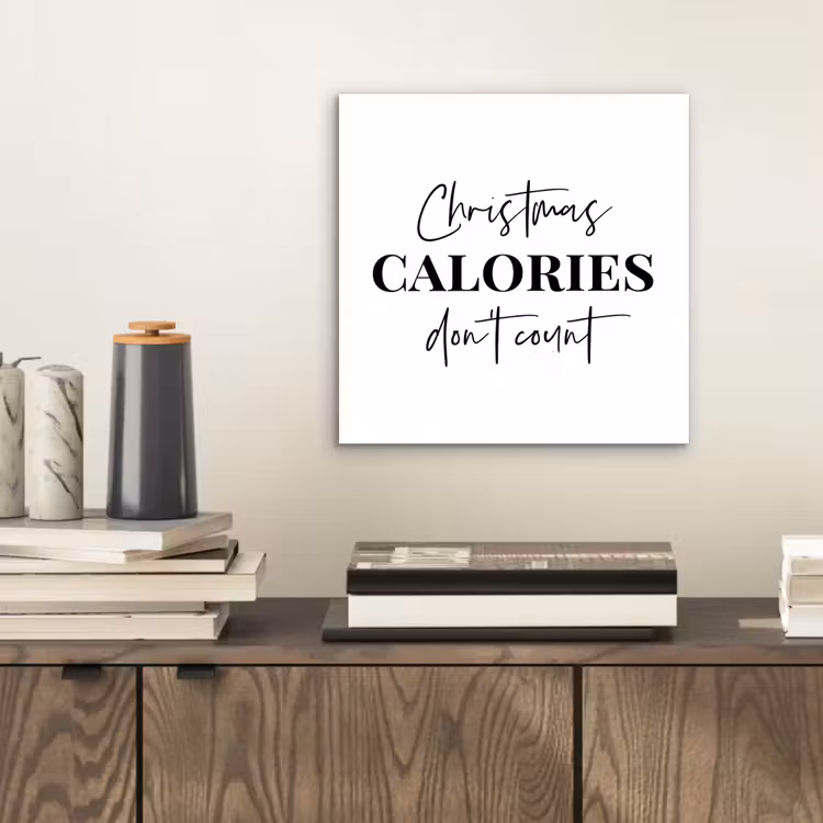 Kerst quote - Winter - Christmas calories - Wit aluminium wit klein -sfeer1