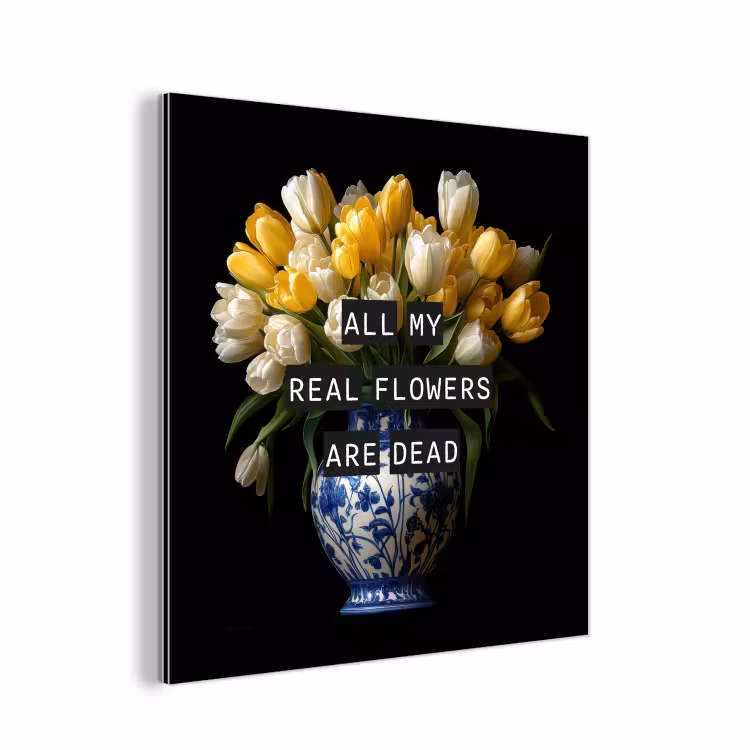 Quotes - Bloem - Tulp - Geel aluminium wit klein -3d