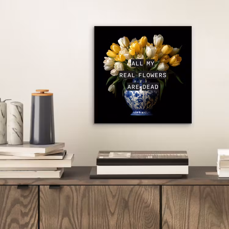 Quotes - Bloem - Tulp - Geel aluminium wit klein -sfeer1
