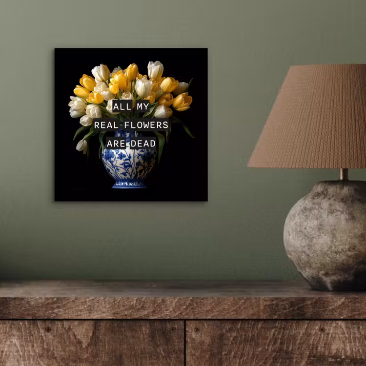 Quotes - Bloem - Tulp - Geel aluminium wit klein -sfeer2